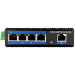 LogiLink NS202 Industrieller Gigabit Ethernet Switch 5-Port 10/100/1000 Mbps Hutschienenmontage (5 Ports), Netzwerk Switch, Schwarz