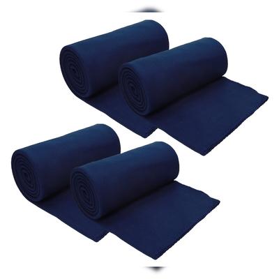 Betz 4 Stück Fleecedecken Kuscheldecken Größe 130x170 cm Farbe dunkelblau