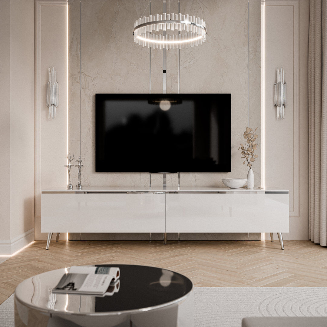 Brayden Studio Koeller TV Stand for TVs up to 70" High-gloss white 70"