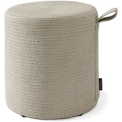 benuta Finest In- & Outdoor-Pouf Noe Hellgrau 40x40x43 cm - Teppich für Balkon, Terrasse & Garten