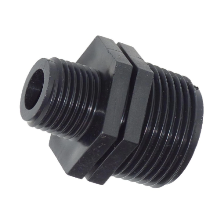 PP reduzier Nippel / red. Doppelnippel AG x AG, Aussengewinde x Aussengewinde aus Kuststoff ( PP reduzier Doppelnippel / red. Nippel AG/AG: 1" AG x 2" AG PP red. Nippel) 2.06-N05
