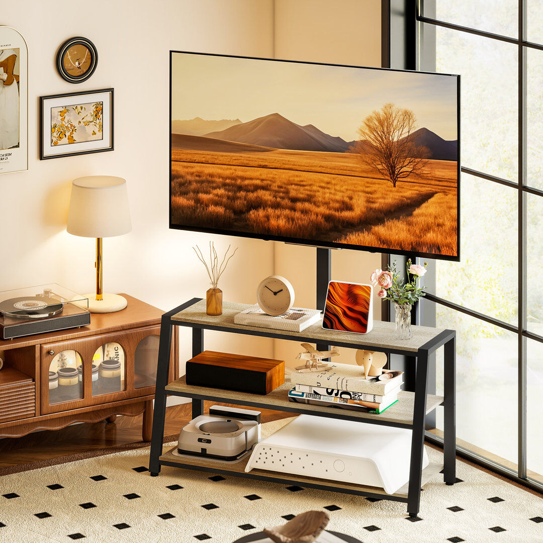 Borough Wharf HOMCOM TV Stand Cabinet with Swivel Bracket for 32-70 Inch TVs Rustic Brown Rustic Brown 70"