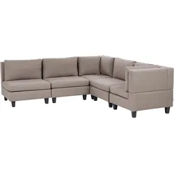 ECKFSOFA Modul 5-Sitzer linksseitig Braun Stoff Unstad