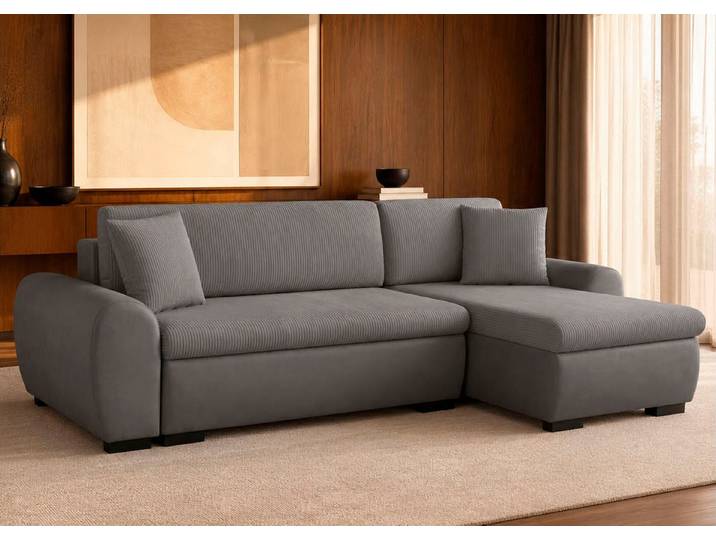 OTTO home Ecksofa KIVELLA mit Schlaffunktion, Cord-Struktur, L-Form, 240 cm, Schlafsofa - Liegefläche (128/191), Bettkasten, Cord-Struktur-Mix