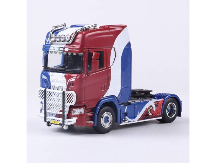 Modèle de camion tracteur lourd GCD Scania S730 1:64 en alliage, véhicule de construction de simulation, ornement de collection statique