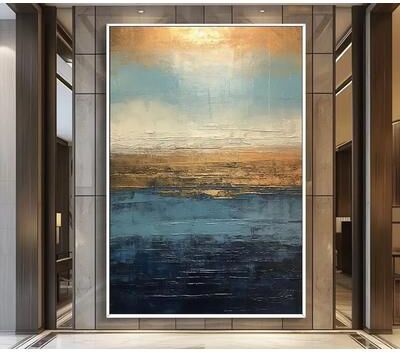 Inspired Living Luxe Horizon Abstract Gold Wall Art Handmade Textured Canvas For Modern Living Rooms 40x50cm b