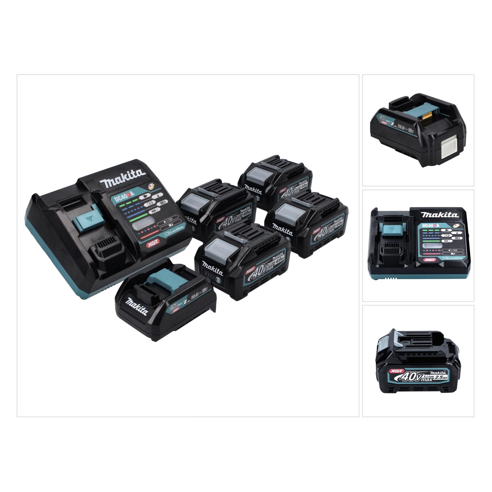 Makita Akku Starter Set 40 V max. mit 4x BL 4025 Akku 2.5 Ah ( 4x 191B36-3 ) + DC 40 RA Schnell Lade (40 V) (191B36-3)