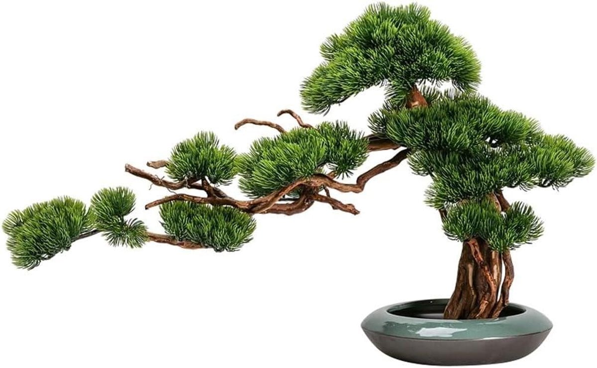 Realistische Kunstmatige Bonsaiboom voor Binnen Decoratie - Groen - Hoogte: 63 cm