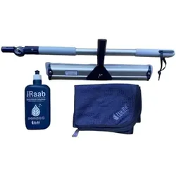 Ha-Ra Fenster-Putz-Set I Fensterwischer Standard 38 cm I "Hammer" Microfaser-Tuch in 50 x 67 cm I verstellbare Teleskopstange (0,66-1,00m) I