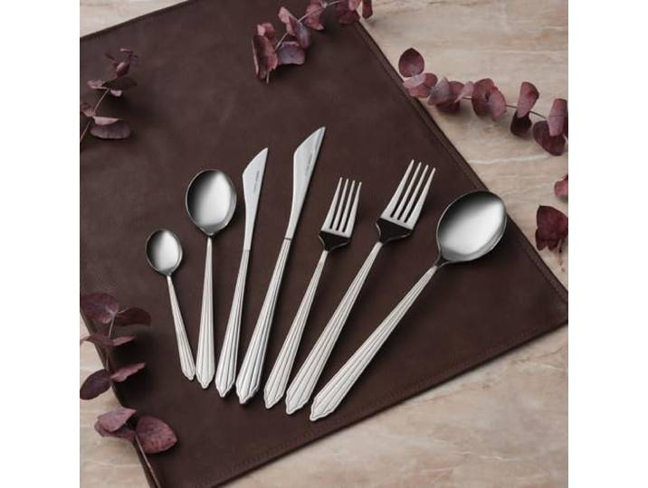 Karaca Rebellion Bestecksets - 18/10 Edelstahl Besteck Set für 12 Personen Spülmaschinenfest Rostfrei Besteckset 84-teilig Silberbesteck, Löffel, Messer und Gabel Set Essbesteck - Silber