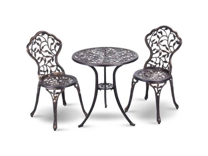 Ensemble Bistrot de Jardin avec Une Table Ø 60 CM et Deux Chaises en Aluminium Table Bistrot de Jardin pour Terrasse Balcon en