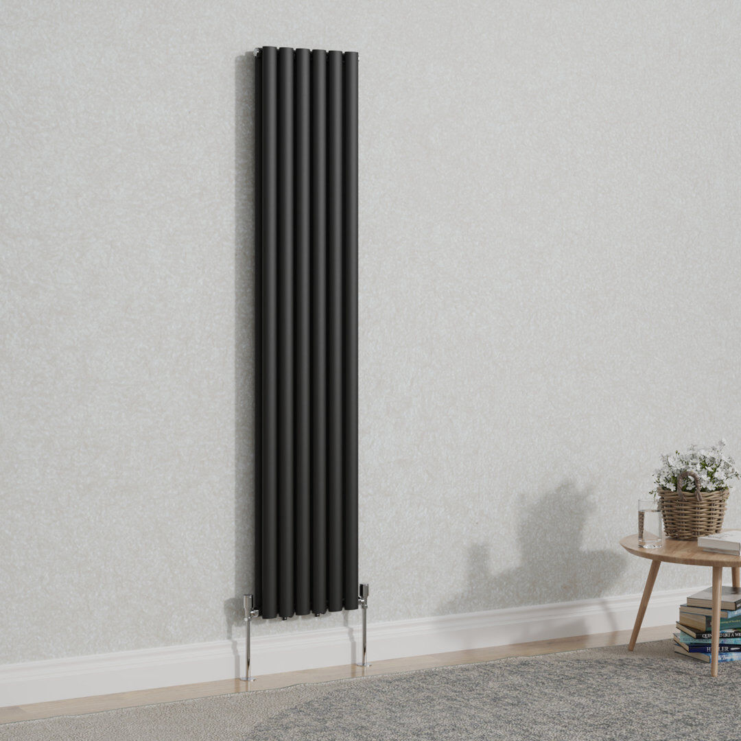 Belfry Heating Shoshana Vertical Oval Panel Radiator Normal Black 180cm H x 35.4cm W