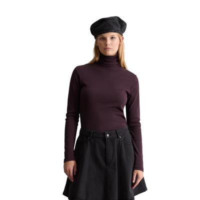 Rollkragenshirt MARC O'POLO DENIM, Damen, Gr. M, lila (rhubarb jam), Obermaterial: 96% Baumwolle, 4% Elasthan, Basic, slim fit, Shirts, slim fit, aus softem Ripp-Jersey