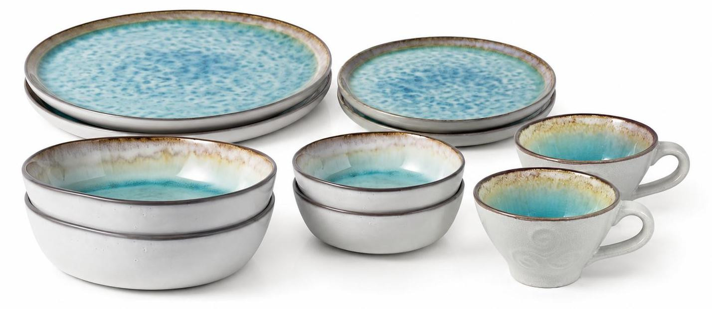 Clay Serviesset River, 10-delig, keramiek, turquoise, voor 2 personen