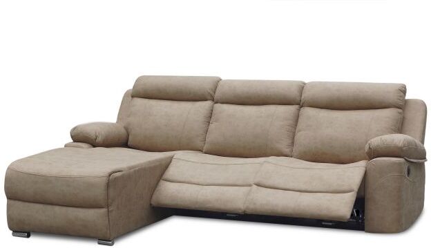 duehome Sofá relax eléctrico con chaiselongue derecho Nellie 3 plazas - Cemento