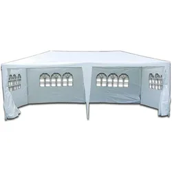 VCM, Pavillon, Pavillon 3x6 m in weiss PE Plane + Seitenteile Partyzelt Gartenzelt Sonnenschutz (600 cm, 600 cm)