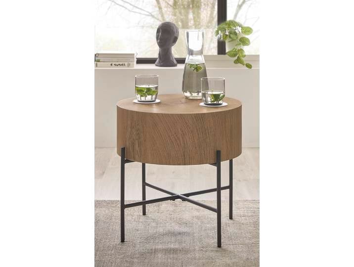 Couchtisch Manacor , rund , eichefarben / schwarz , 45x45x45