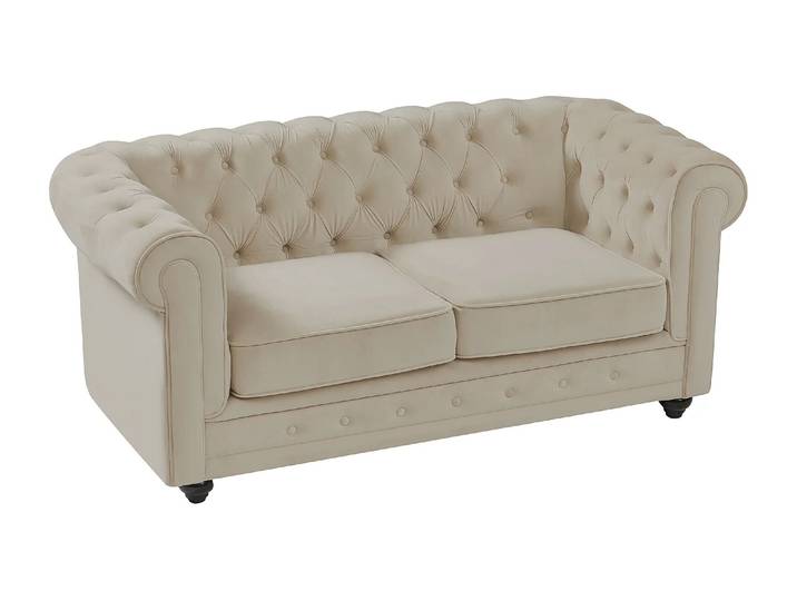Canapé 2 places en velours beige CHESTERFIELD