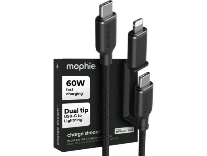 Mophie - Câble De Charge Usb-C + Lightning 1m Noir Chargestream