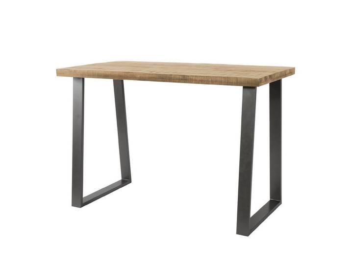 Feeling4Home Bartisch Trape - Mangoholz massiv Natur, 135 x 70 cm, Geschliffen Metallbeine im Antik-Look