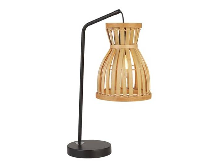 Moderne Schreibtischlampe Málaga Stahl Schwarz Holz Braun 1 Licht E14