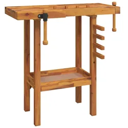 vidaXL Werkbank mit Schraubstöcken 92x48x83 cm Massivholz Akazie