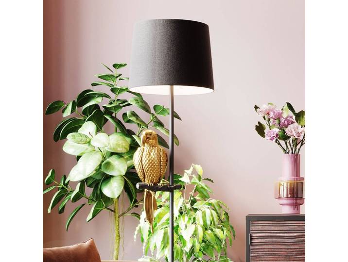 KARE Stehlampe Animal Parrot, schwarz, für Wohn- / Esszimmer, Textil / Stoff / Seide, Design