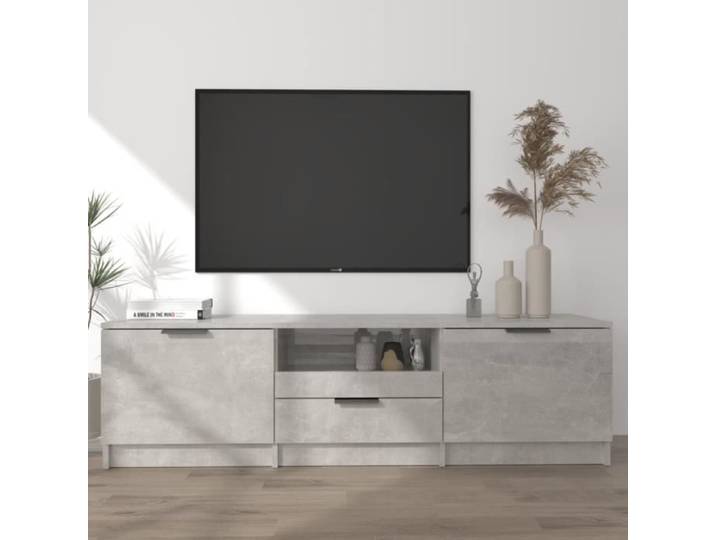 Meuble TV Centre de Divertissement Armoire Basse Armoire Stéréo Meuble de Salon Salle de Séjour Gris Béton 811452