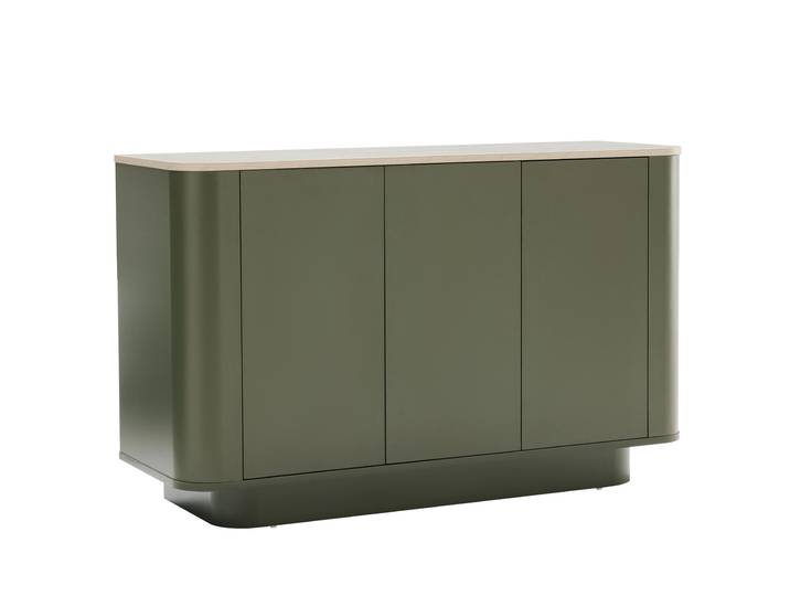Sideboard bunt 3 Türen, 120 cm, Tablett in Travertin-Optik