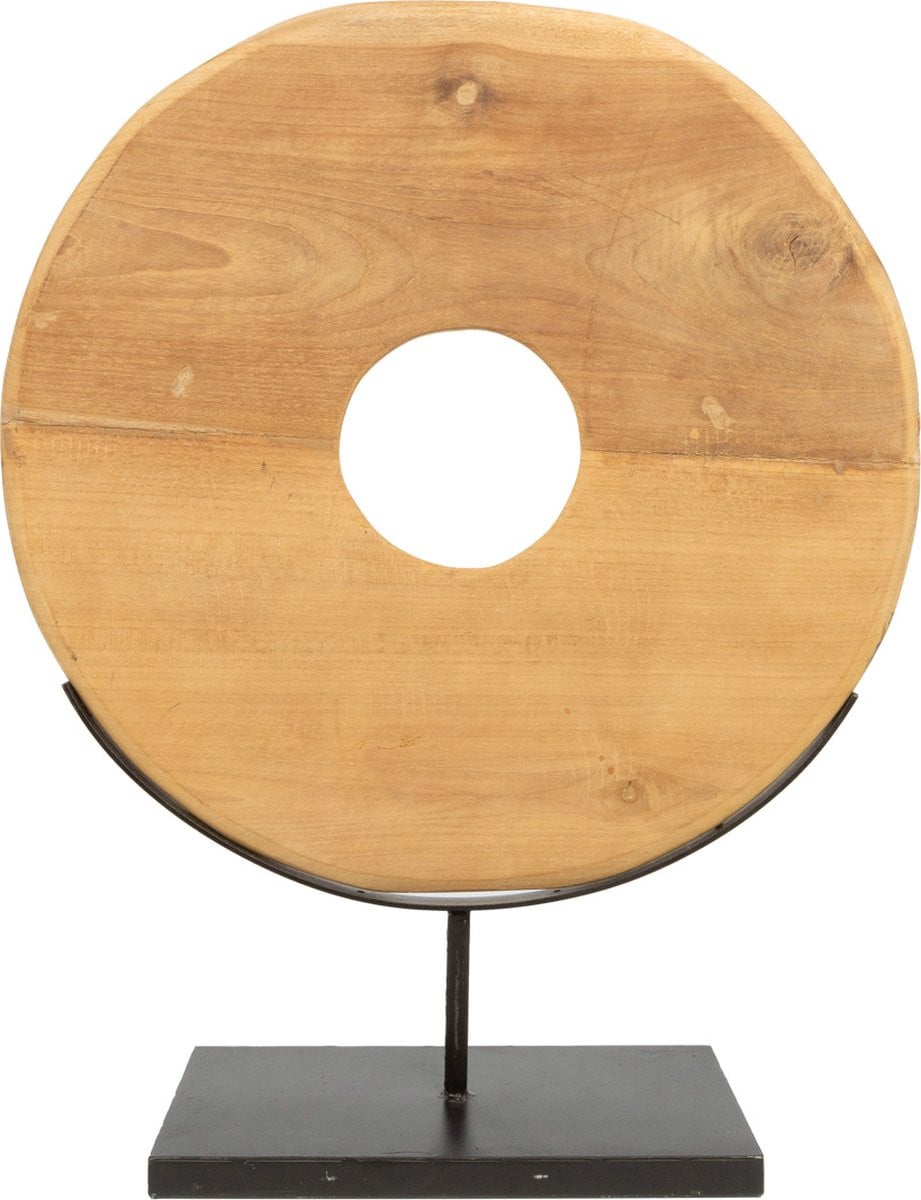 Bazar Bizar De Teak Disc op Stand - L