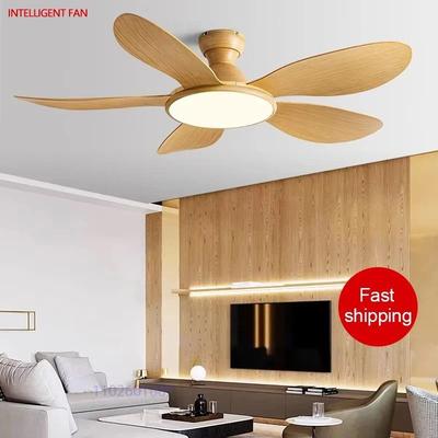 Uplifted Goods Modern LED Ceiling Fan With Remote Control white Wood Grain 42in 110 240v