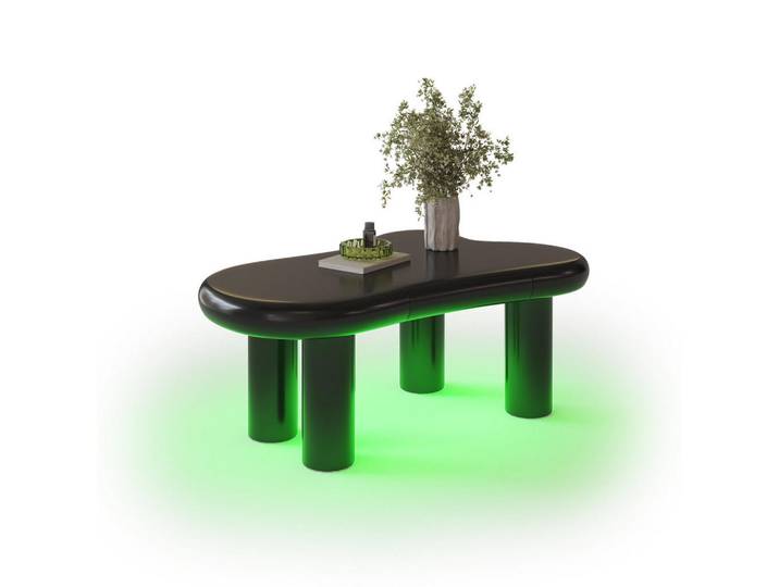 Redom Couchtisch 98/65,5/40 cm mit 16-farbiger LED-Beleuchtung, Schublade und Cloud-Form aus Mdf, Schwarz, 65.5x40x98 cm, Wohnzimmer, Wohnzimmertische, Couchtische