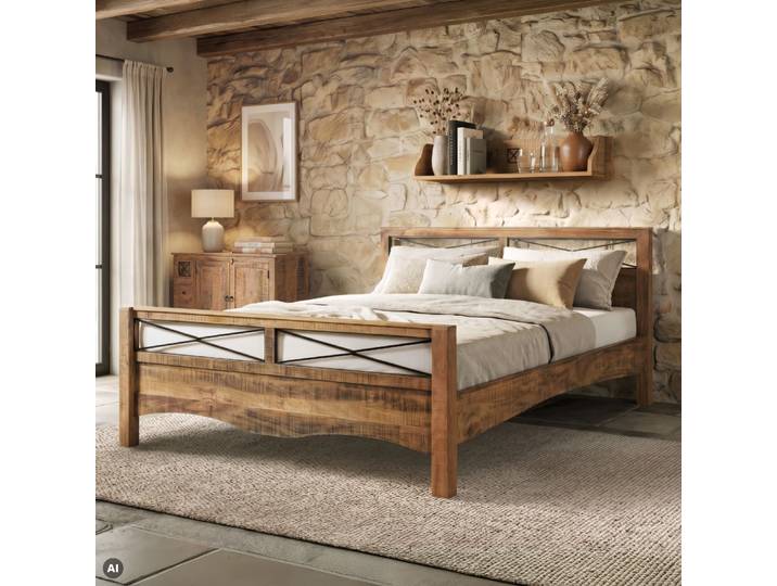 Bett Akazie 180x200x100 natur versiegelt NATURE OF SPIRIT #347