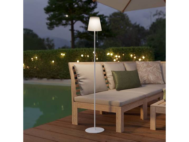 EGLO Solar-LED-Terrassenlampe Scordiano-L, weiß, Höhe 120 cm Scordiano-L, weiß / opal, Metall, Modern