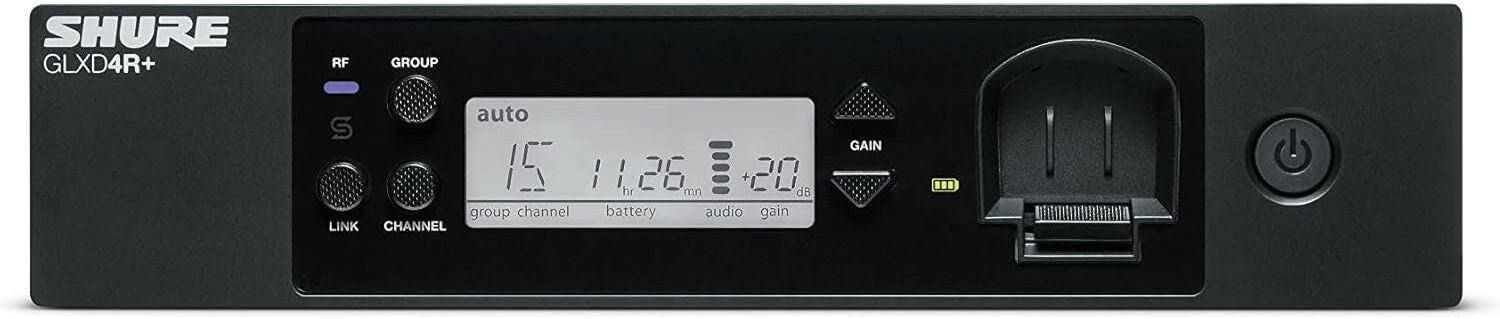 Shure GLXD14R+ Dual Band Digital Wireless Guitar System – Rackmount Receiver, Bodypack Transmitter & WA302 Instrument Cable, New