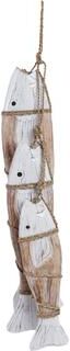 Sagebrook Home "Decorative Wooden 3 Fish on Rope Figurine for Home Decor - 35"", White - 35.0"""