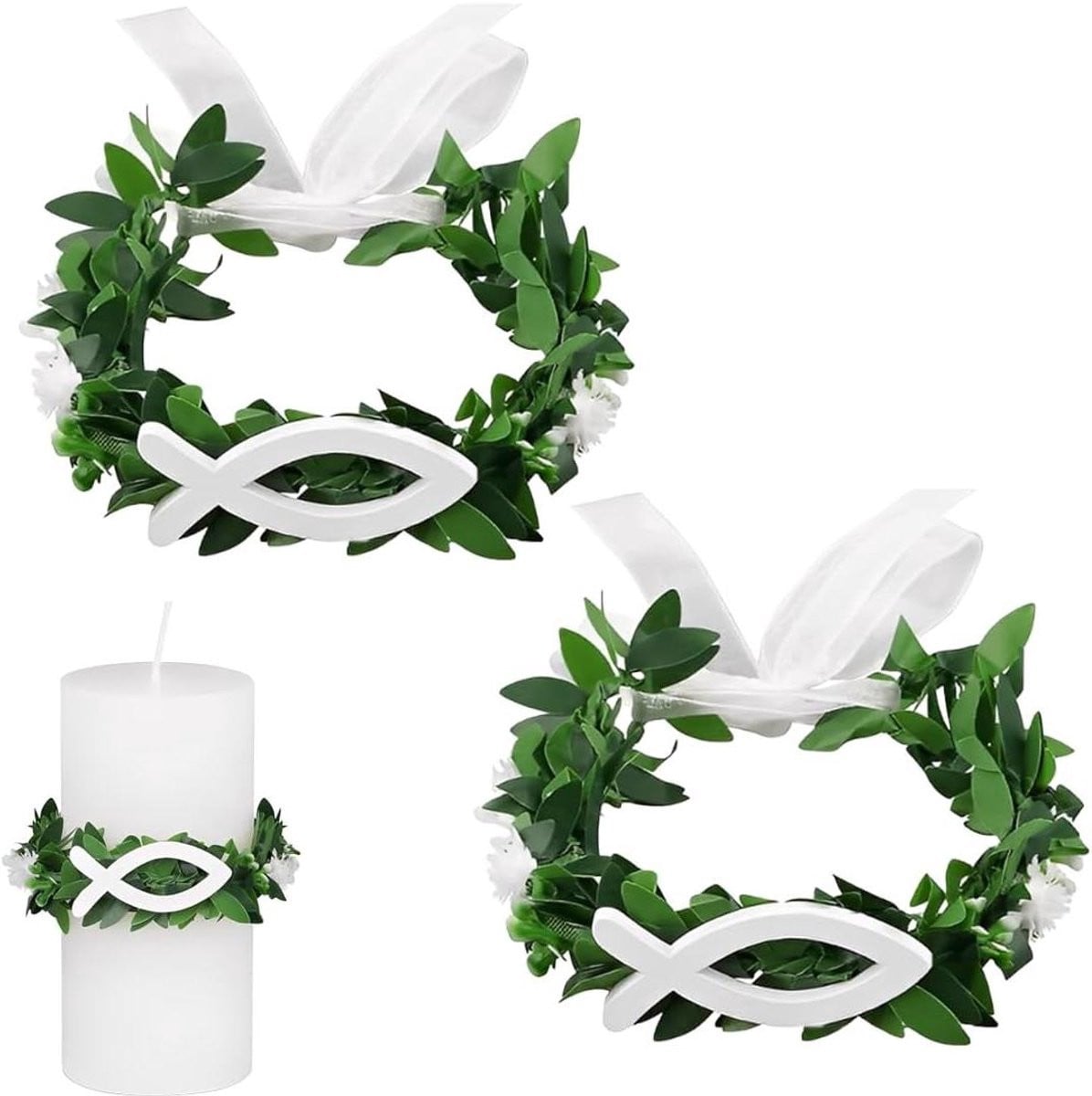 Set van 2 witte druppelvrije kaarshouders voor kaarsbescherming - 7 cm