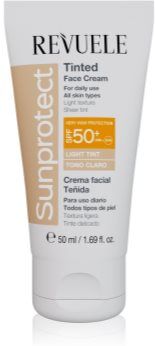 Revuele Sunprotect Tinted Face Cream creme protetor com cor SPF 50+ tom Light Tint 50 ml. Sunprotect Tinted Face Cream