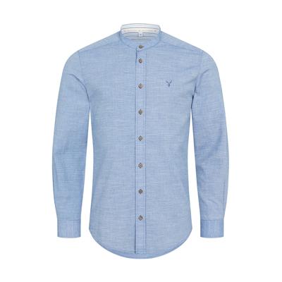 Trachtenhemd NÜBLER "Trachtenhemd Severin", Herren, Gr. XXL, EURO, blau, Obermaterial: 100% Polyester PES., Hemden Trachtenhemd