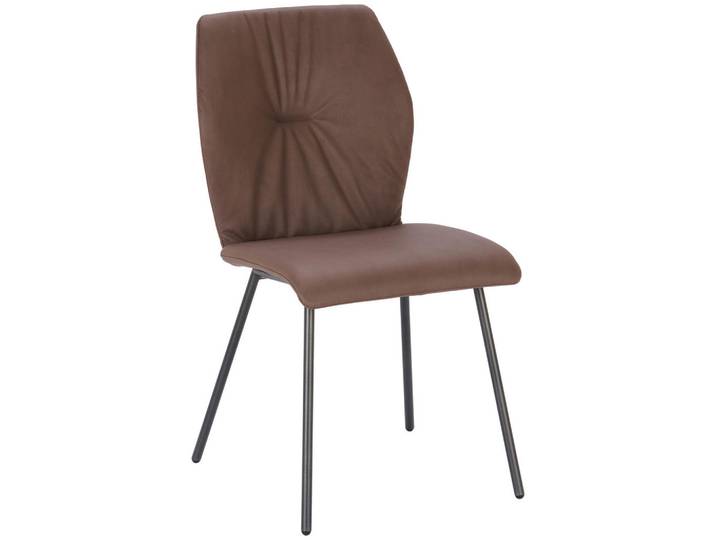 Bert Plantagie Stuhl, Anthrazit, Dunkelbraun, Metall, Leder, Echtleder, Anilinleder, Rundrohr, 49x89x59 cm, Beinauswahl, Lederauswahl, Stoffauswahl, Esszimmer, Stuhl, Lederstuhl