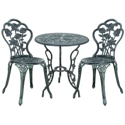 Helloshop26 - Vintage Bistro Set Bistro Kit Garten Tisch und Stühle Set Gusseisen grün 03_0003737