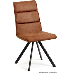 ESSZIMMERSTUHL (6er-Set) Ddene 47x92x60 Schwarz/Cognac