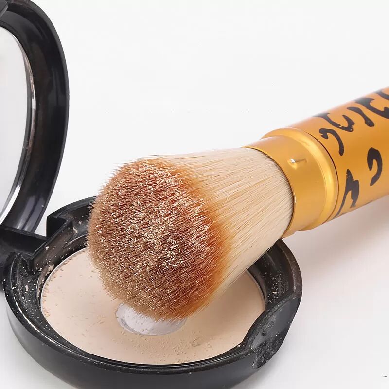 INF Goldener Puderpinsel - Tragbarer Make-up-Pinsel mit Deckel