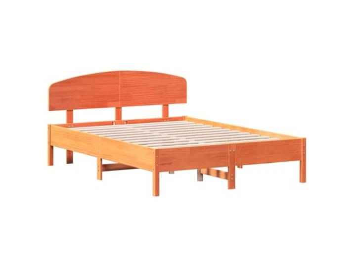 KTHLBRH Bett aus Kiefernholz, braun, gewachst, 135 x 190 cm Massivholz, Latten aus Sperrholz, Kopfteil inklusive, Montage erforderlich