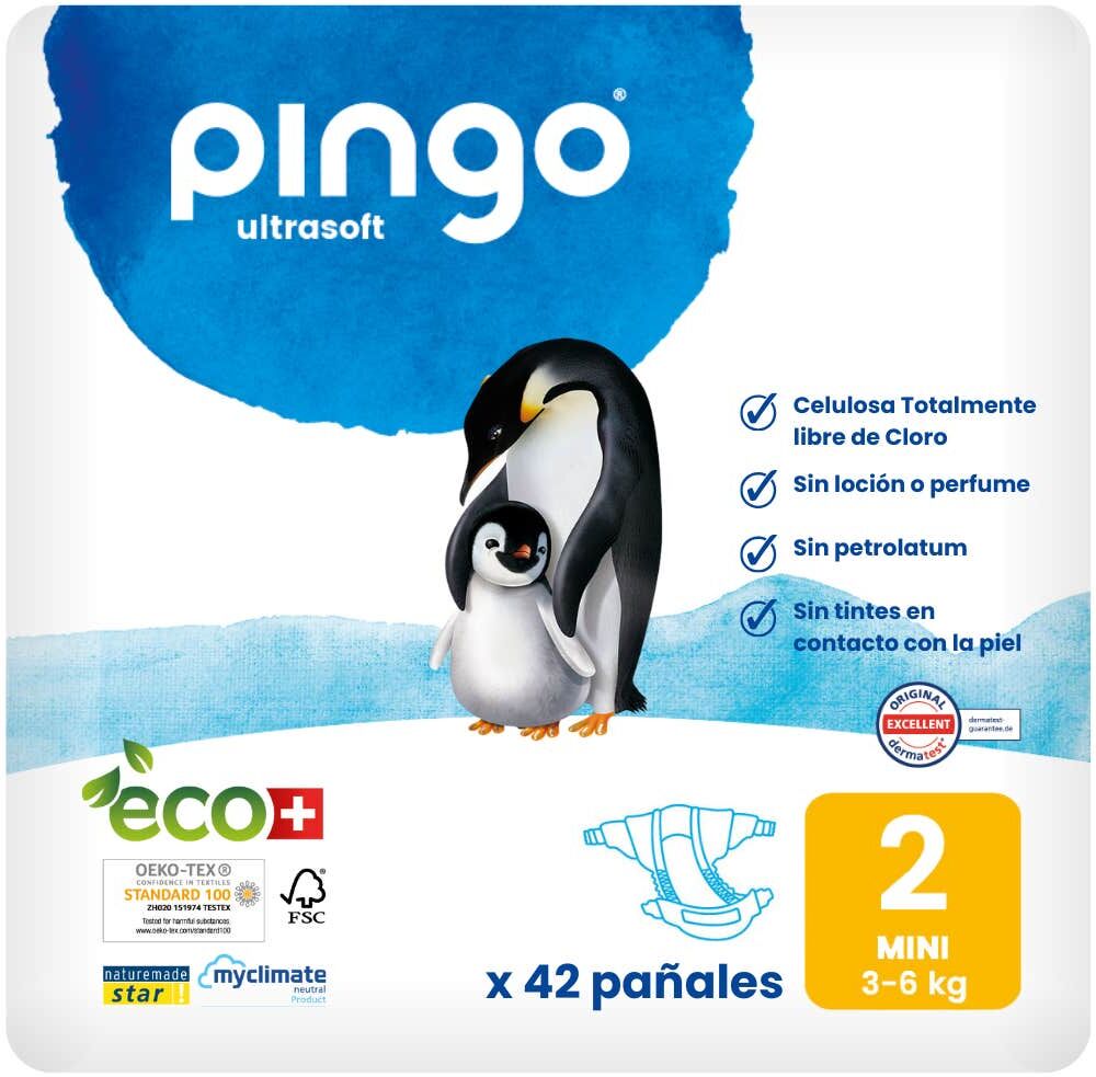 Pingo Pañales Ecológicos T2 Mini 42 uds