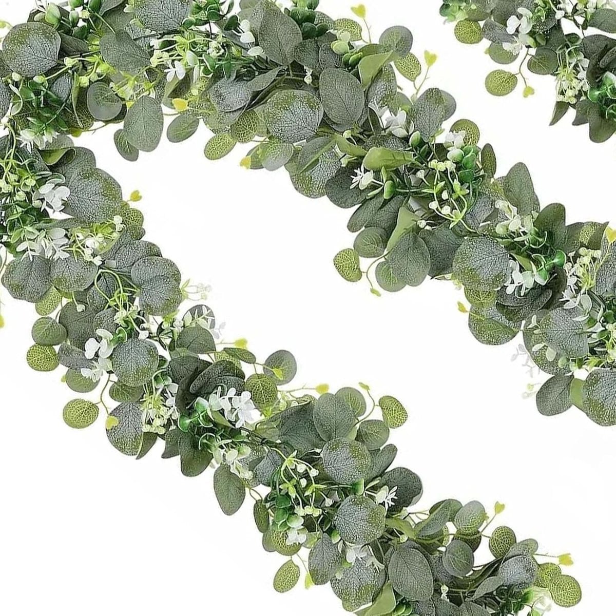 Set van 2 kunstmatige buigzame wijnstokken met eucalyptus en haken, 180 cm, voor bruiloft en decoratie