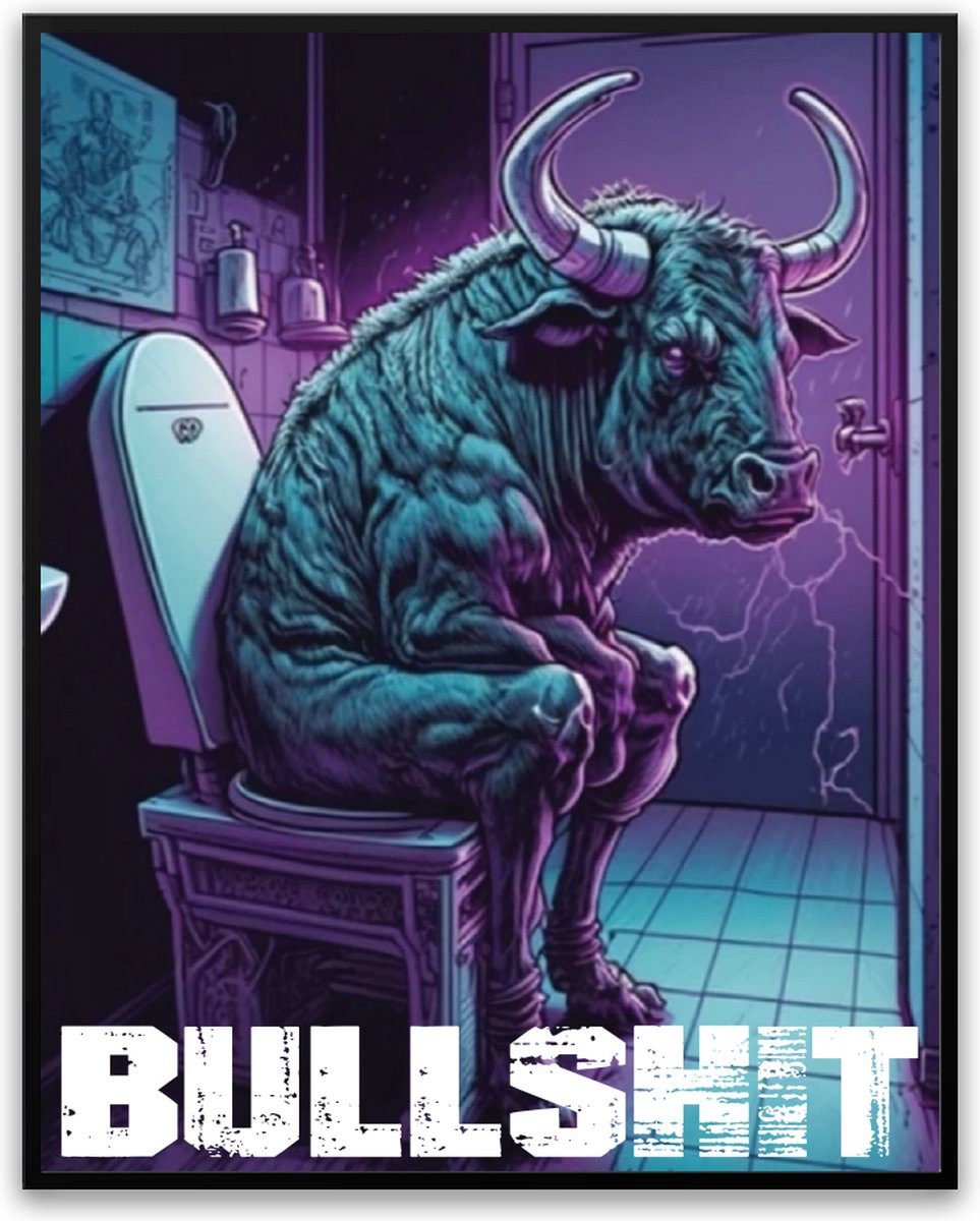 Fotolijst met glas Bullshit voor WC, toilet of badkamer, 40 x 50 cm
