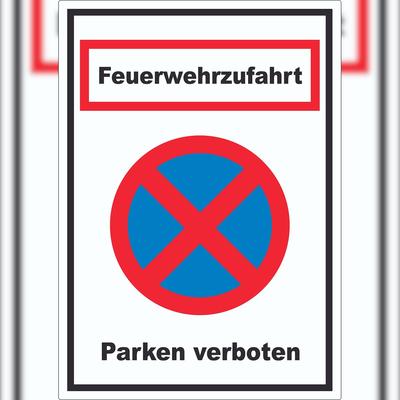 HB-Druck Feuerwehrzufahrt Parken verboten Aufkleber A3 (297x420mm)