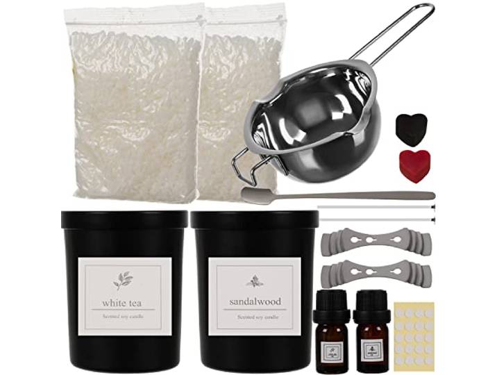 Ruhhy Zelf kaarsen maken set DIY 2 stuks kaarsen maken wax en accessoires 19781, kleur: zwart/zwart