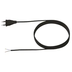 BACHMANN Zuleitung 2x0,75 3m schwarz, H03VVH2-F Eurostecker unverpackt